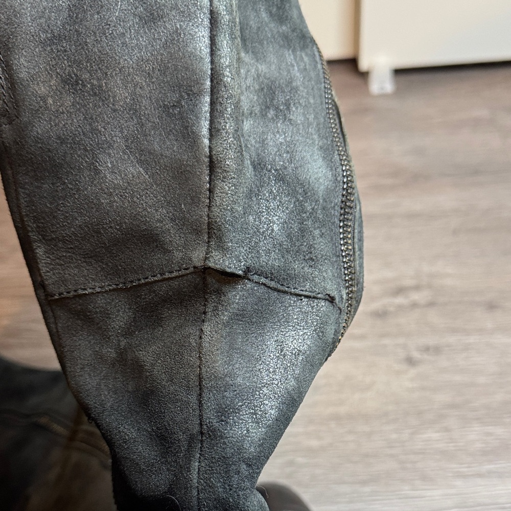 Donald Pliner Black Suede and Leather Knee-High Women's Boots - Picture 7 of 14